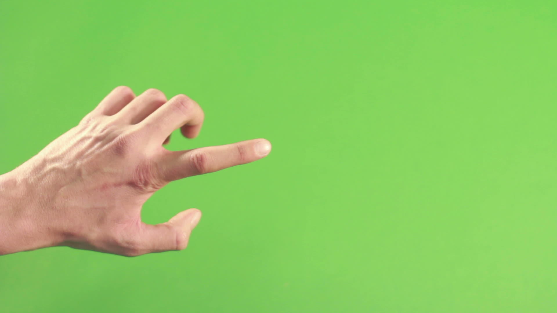 绿色背景屏幕上的人手在左手上被隔离染色仪键视频的预览图
