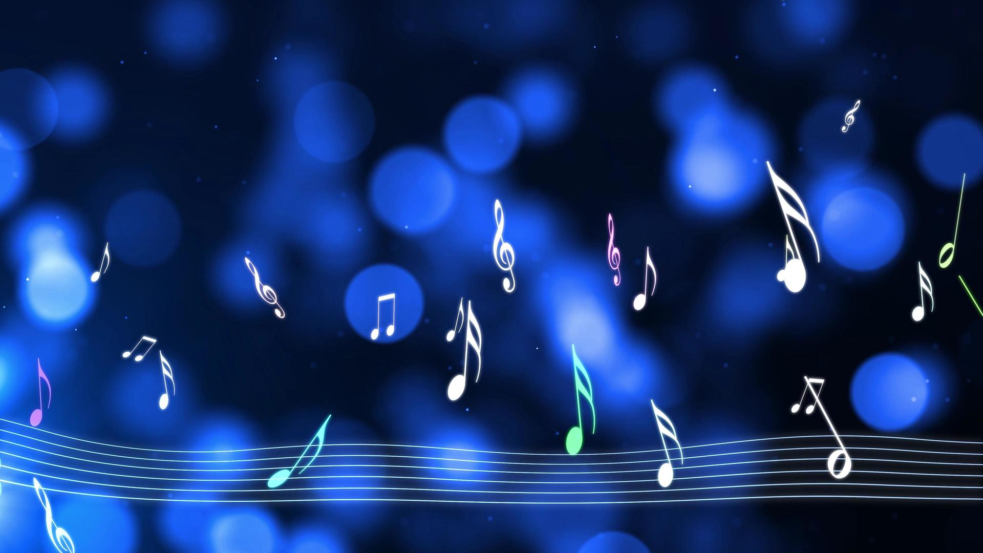 优美蓝色粒子音符飘动背景视频视频的预览图