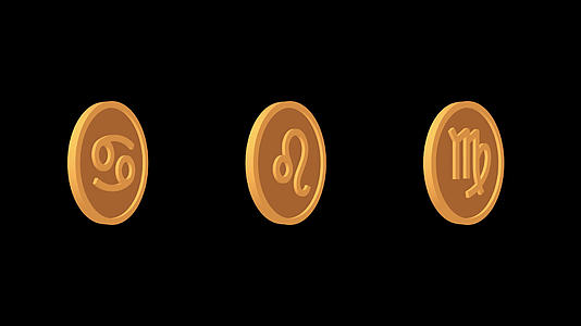 黄道菌象征癌症奖章狮子维戈圣像集成阿尔法频道视频的预览图