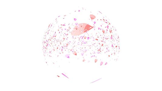 数以百万计的红色粉色萨库拉叶在黑屏上的气球和球视频的预览图