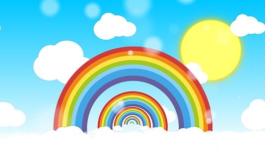 4k卡通唯美彩虹天空背景视频的预览图