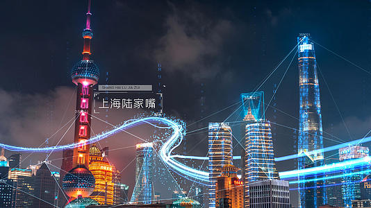 城市定位科技穿梭夜景粒子光线效果展示视频的预览图