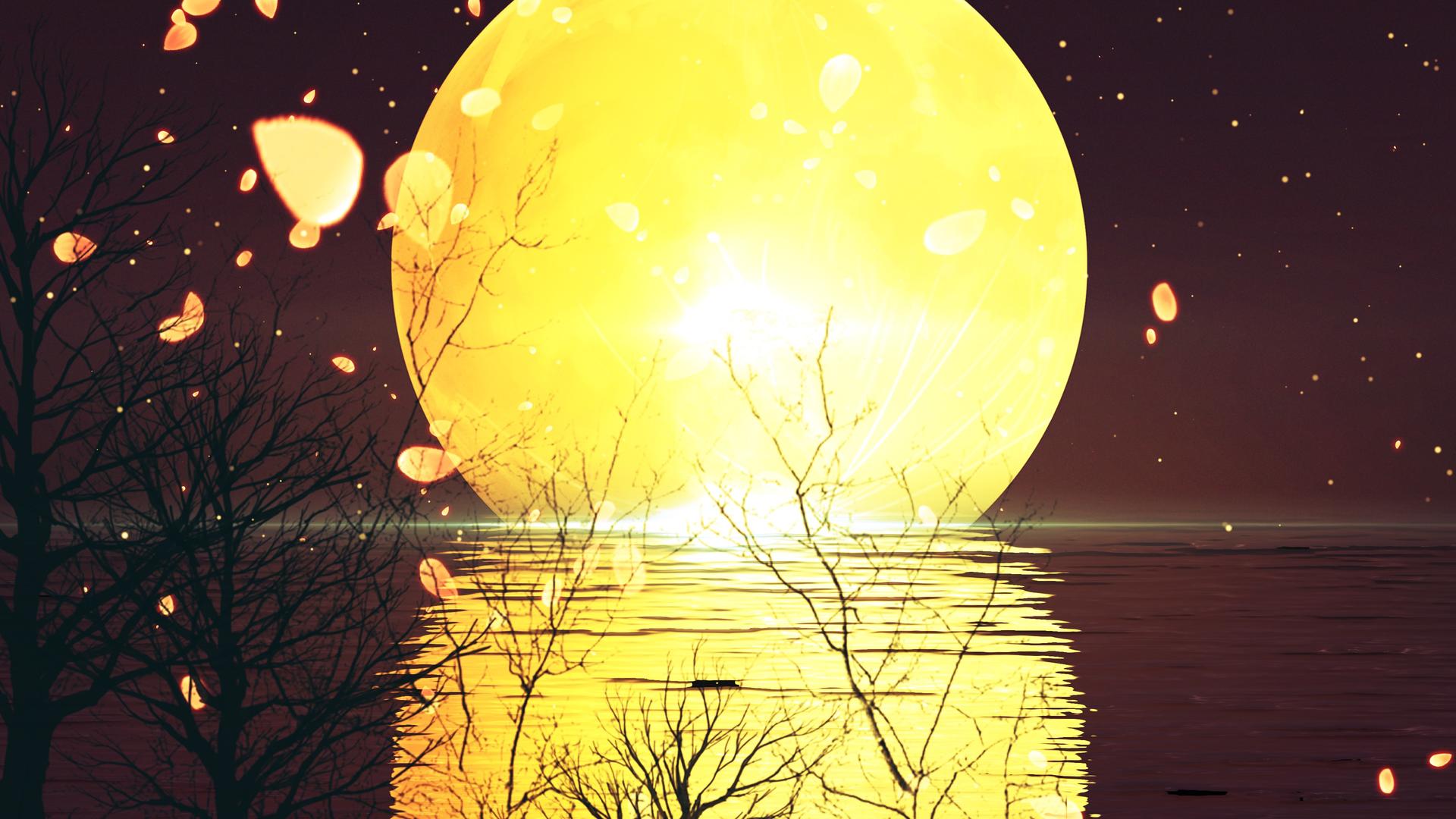 4k意境月光湖面抒情背景视频的预览图