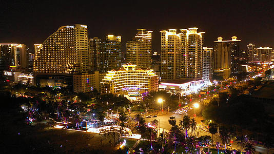 三亚海滨城市夜景航拍视频的预览图