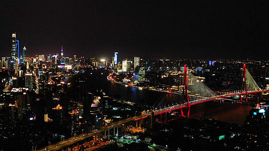 4k航拍上海夜景杨浦大桥素材视频的预览图
