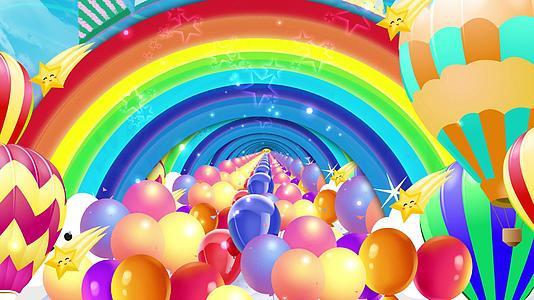 4K动态彩虹气球隧道背景视频视频的预览图