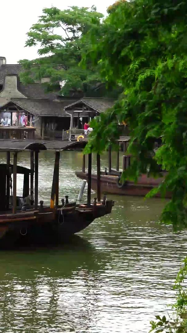 游船在江南水乡乌镇湖面上视频的预览图
