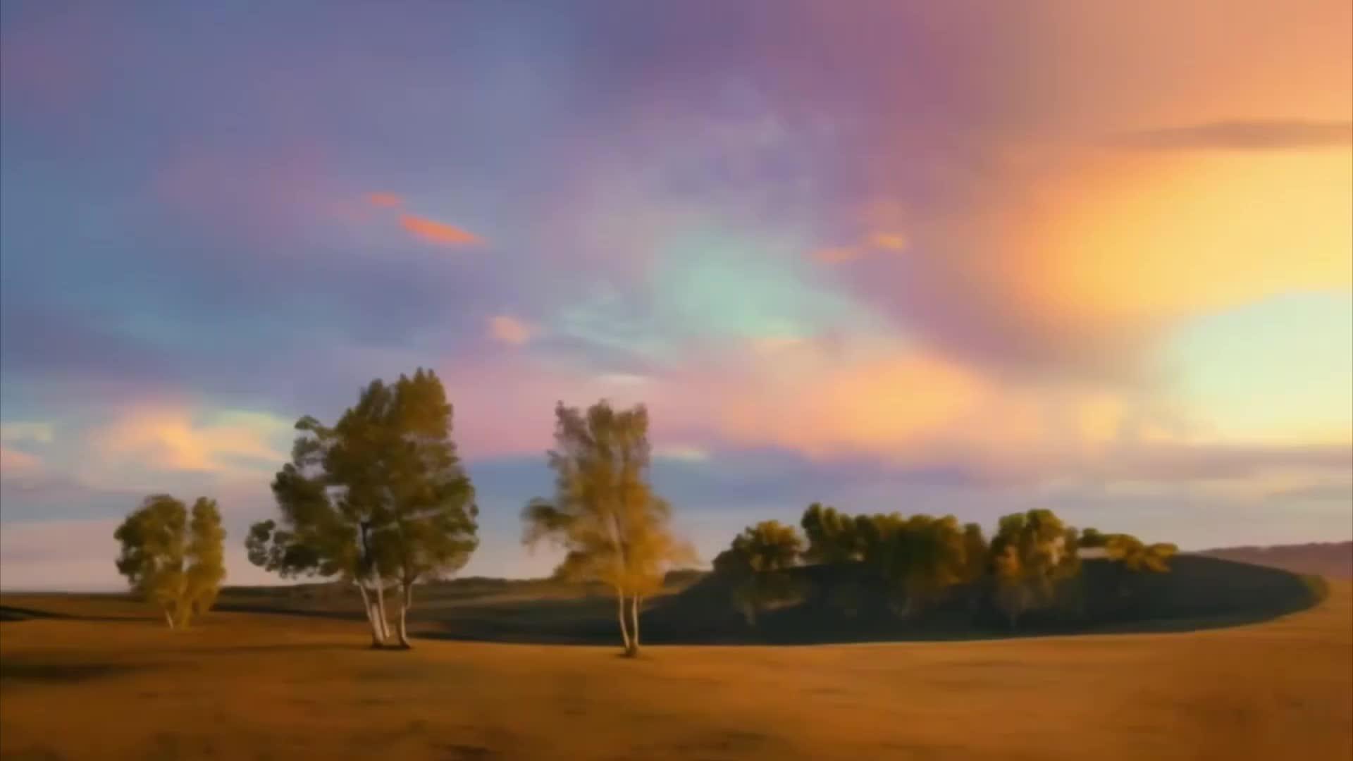 秋季乌兰布统草原树木视频的预览图