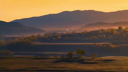 秋季乌兰布统草原夕阳视频的预览图