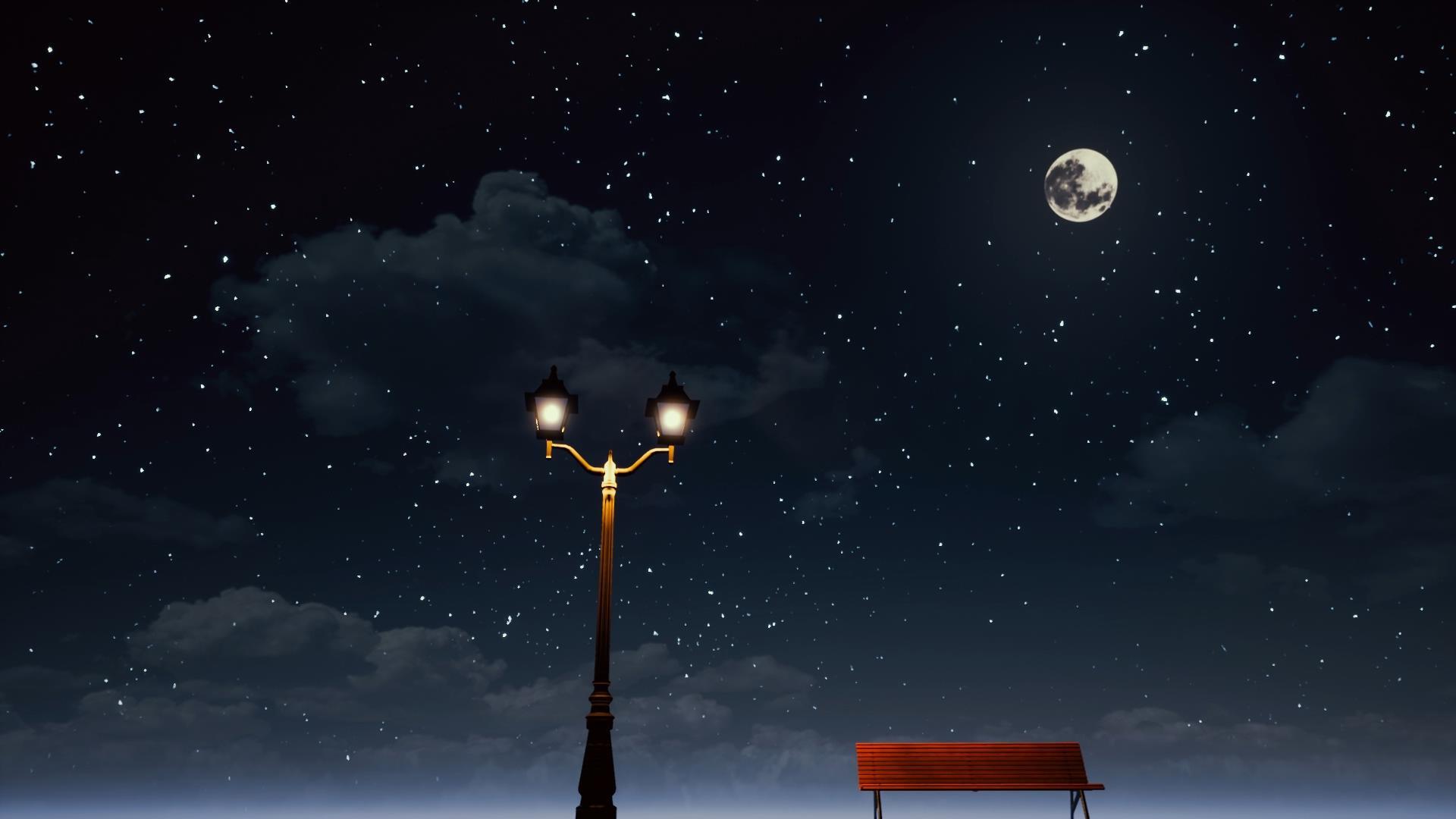 月光长凳星空背景三维素材视频的预览图