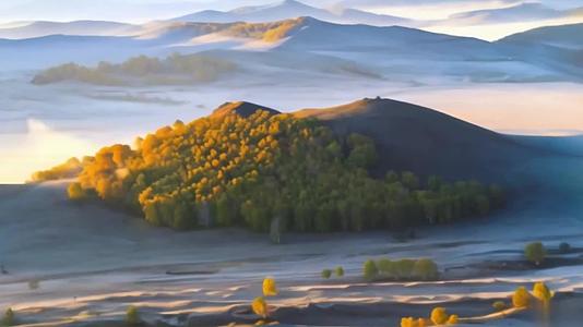 秋季乌兰布统草原日出视频的预览图