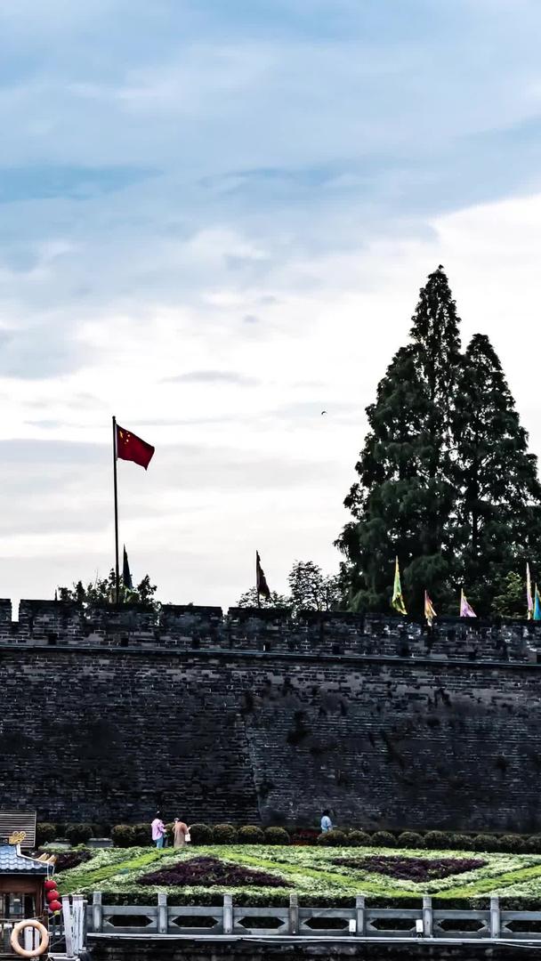 荆州古城延时摄影湖北荆州历史文化名城视频的预览图