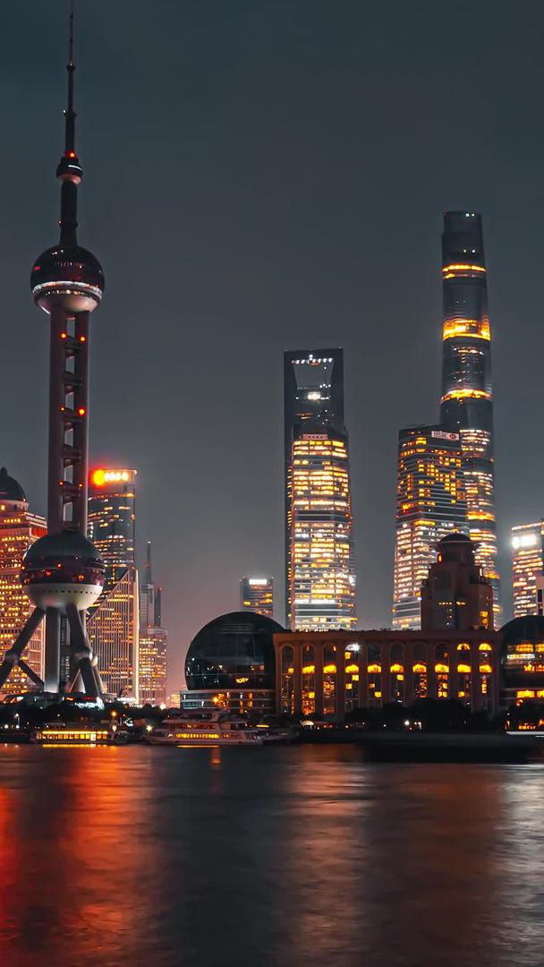 上海陆家嘴魔都城市日夜灯光秀延迟震撼视频的预览图