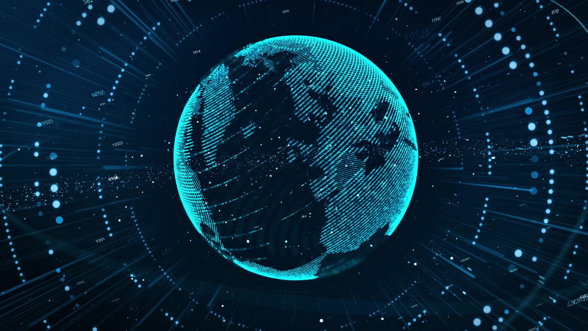 蓝色科技球体地球视频的预览图