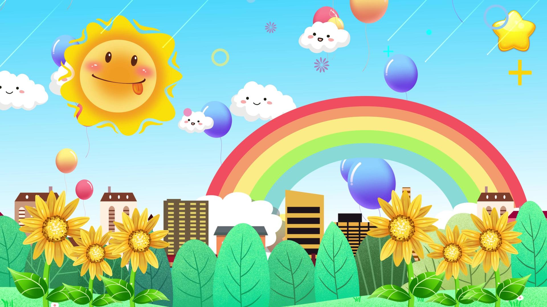 4K卡通可爱太阳向日葵动态背景视频视频的预览图