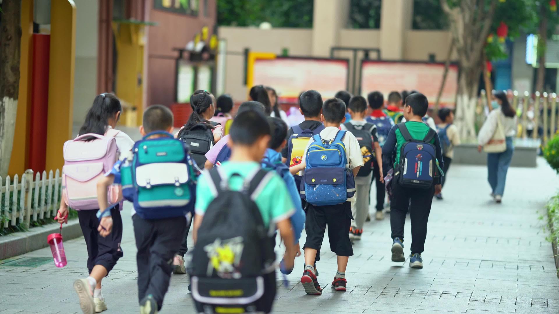4k校园小学生放学后背影上学视频的预览图