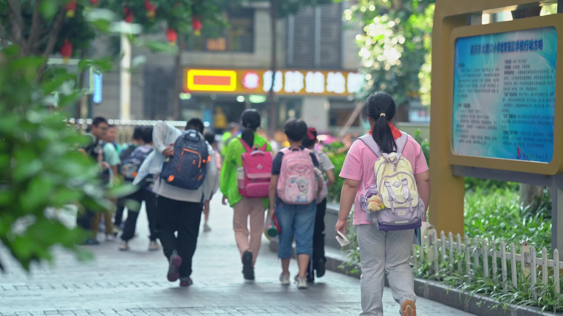 4k校园小学生放学后背影上学 视频的预览图