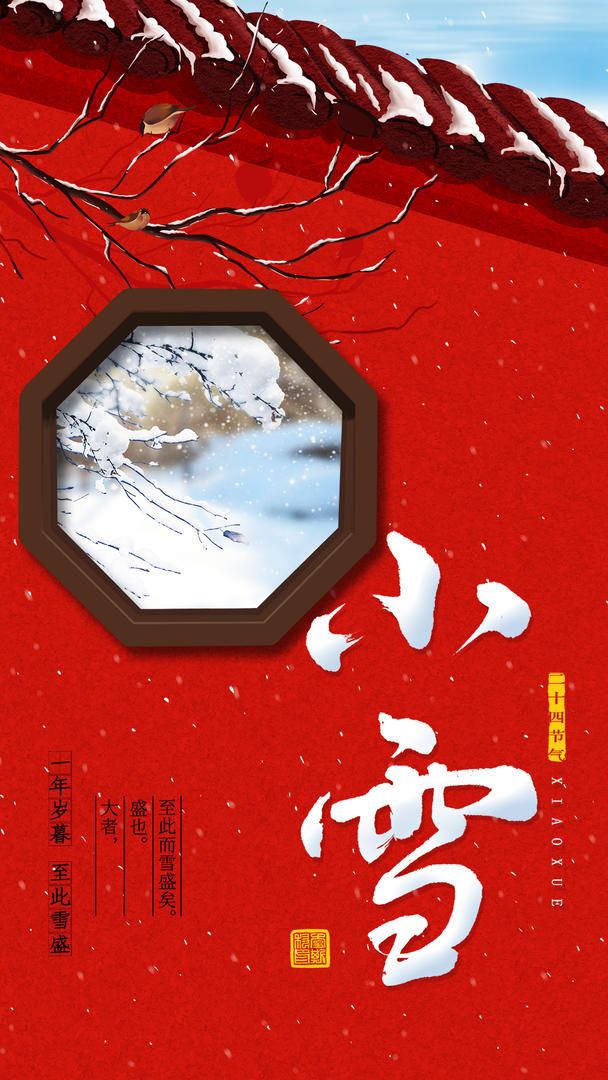 红色二十四节气小雪视频海报视频的预览图