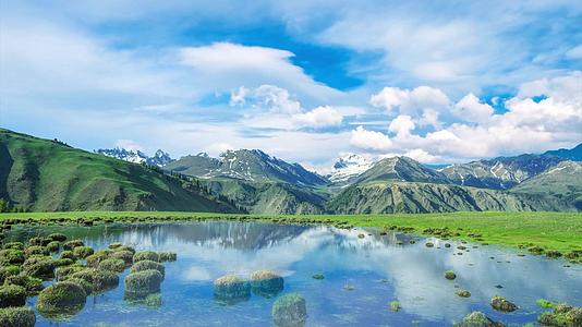 美丽的新疆伊犁唐布拉草原仙女湖旅游宣传背景视频视频的预览图