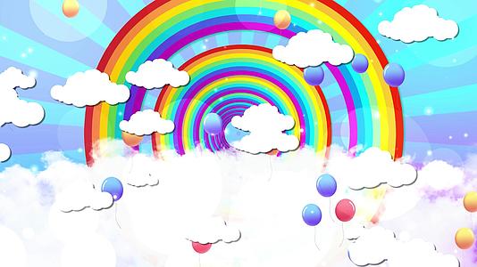 4K唯美卡通彩虹隧道云层背景视频视频的预览图