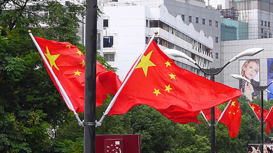 国庆节五星红旗4k素材视频的预览图