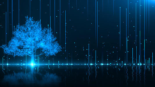 唯美蓝色科技树含模板视频的预览图