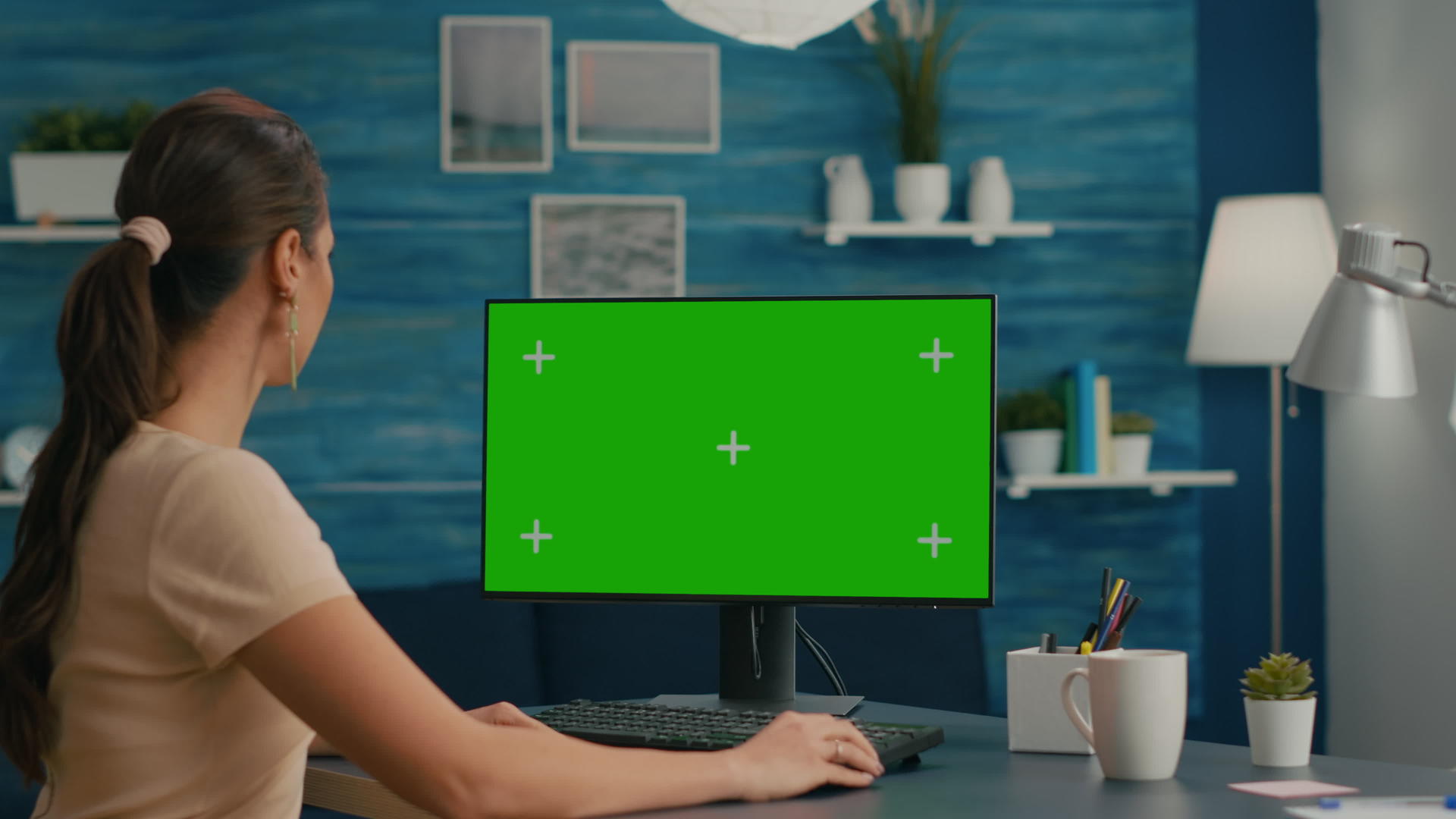 在绿屏染色体显示中搜索互联网自由职业者视频的预览图