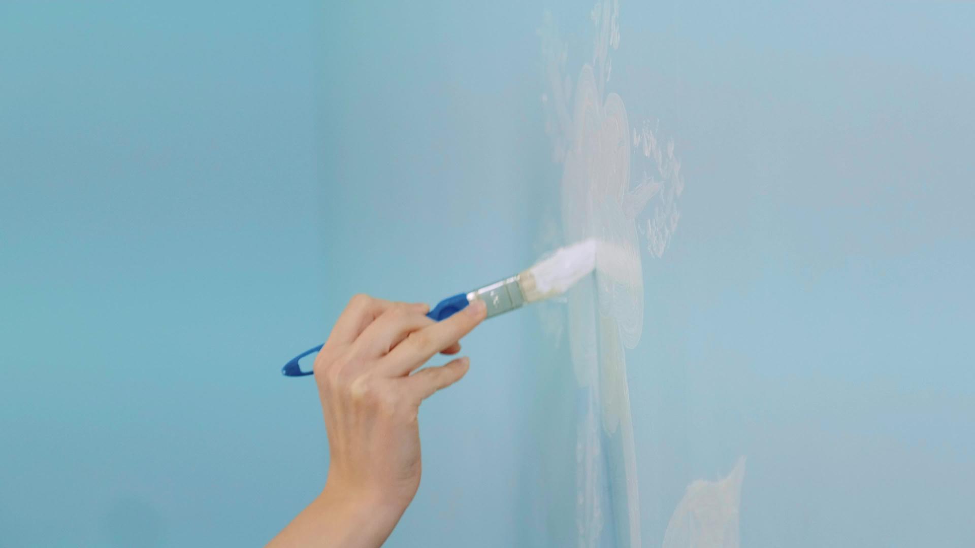 在墙上画花的女人的手视频的预览图