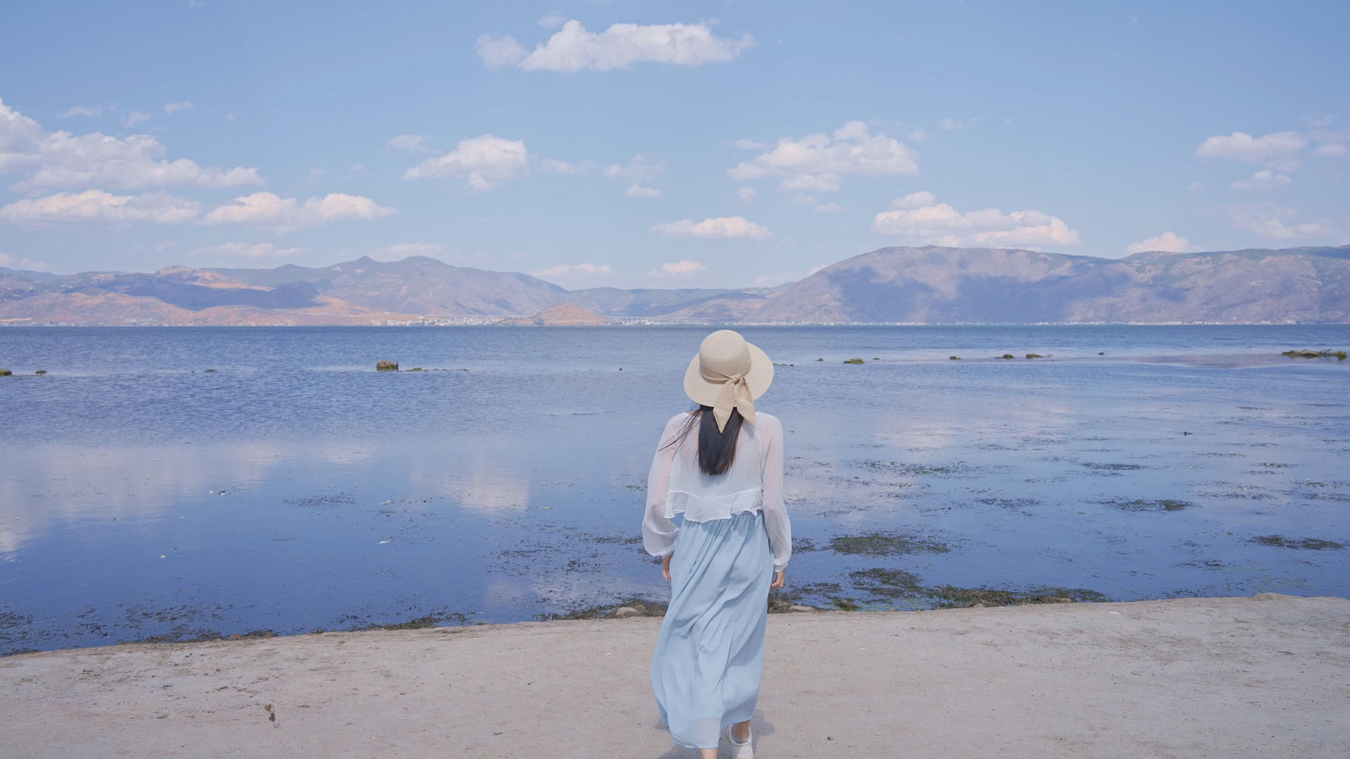 大理洱海生态廊道4K少女视频的预览图