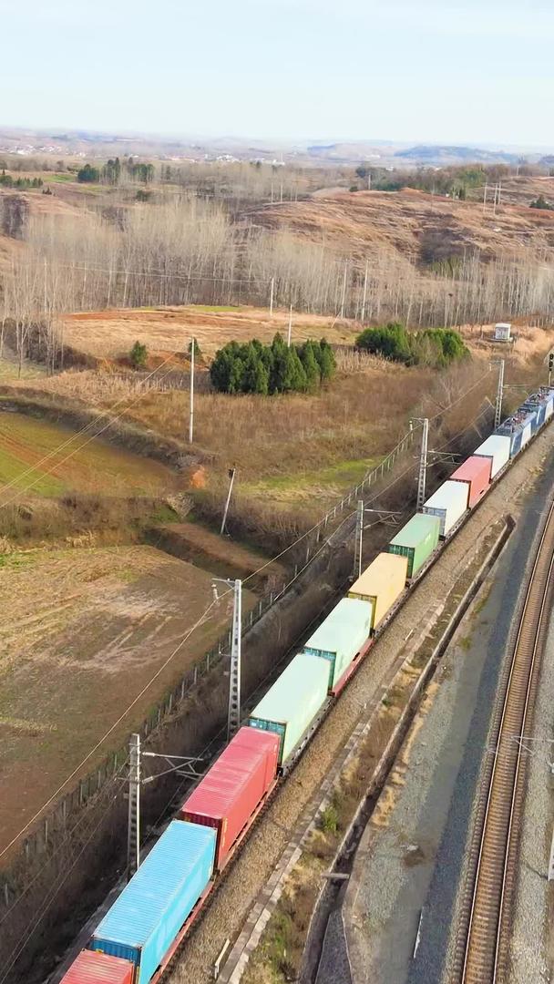 航拍中国铁路物流运输火车铁路交通运输视频的预览图