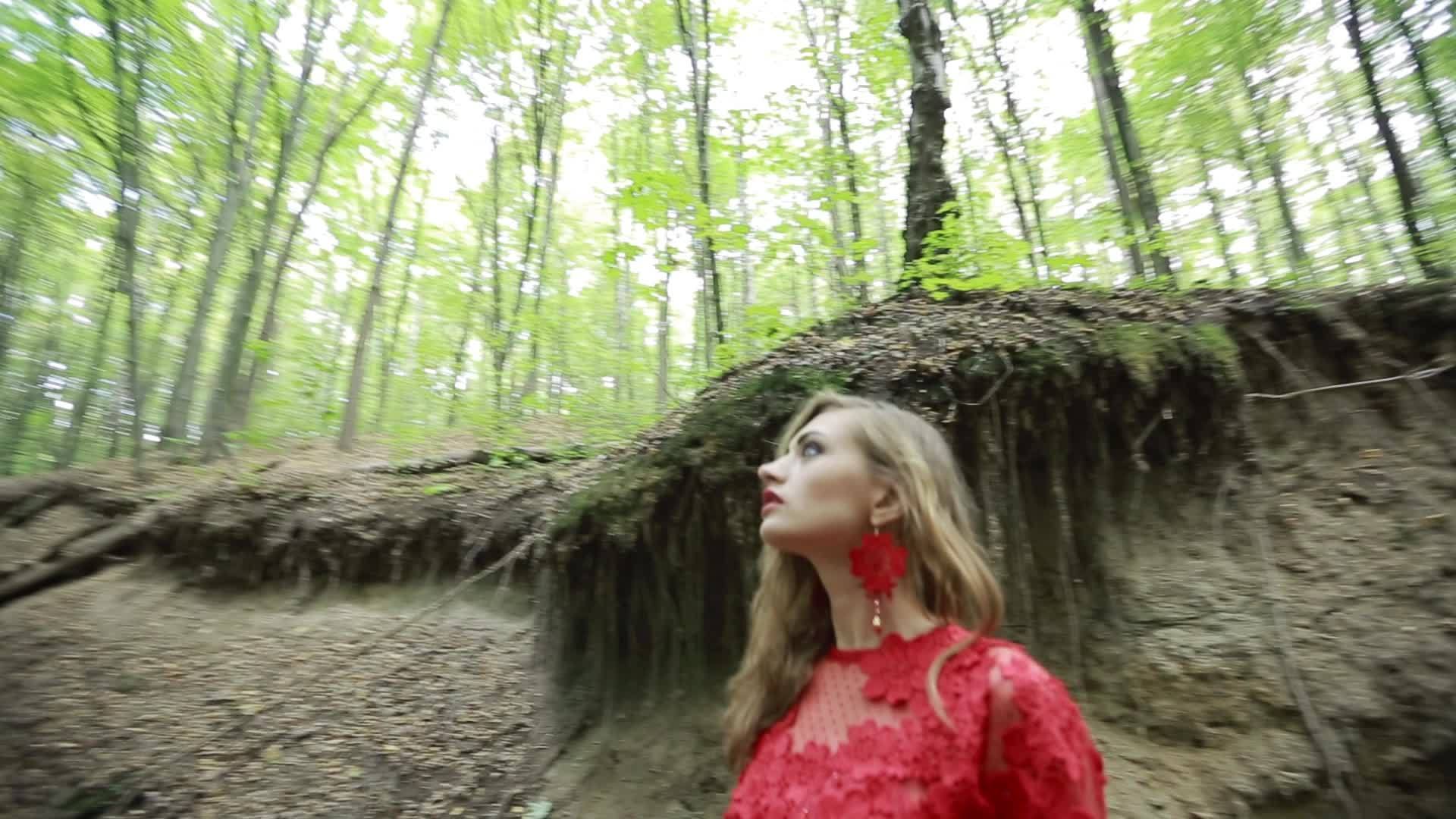 幻想中的女人迷失在树林里视频的预览图