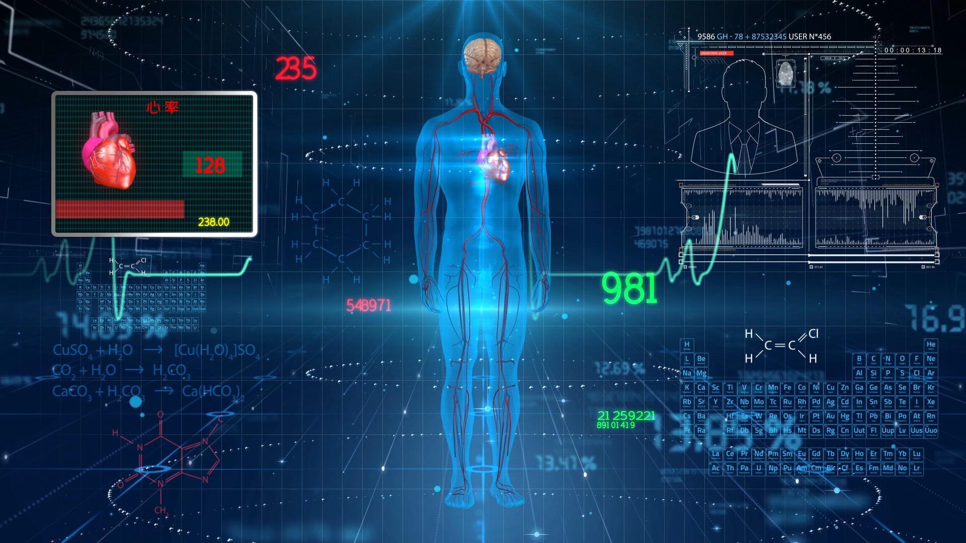 生物科技人体结构数据化展示AE模板视频的预览图