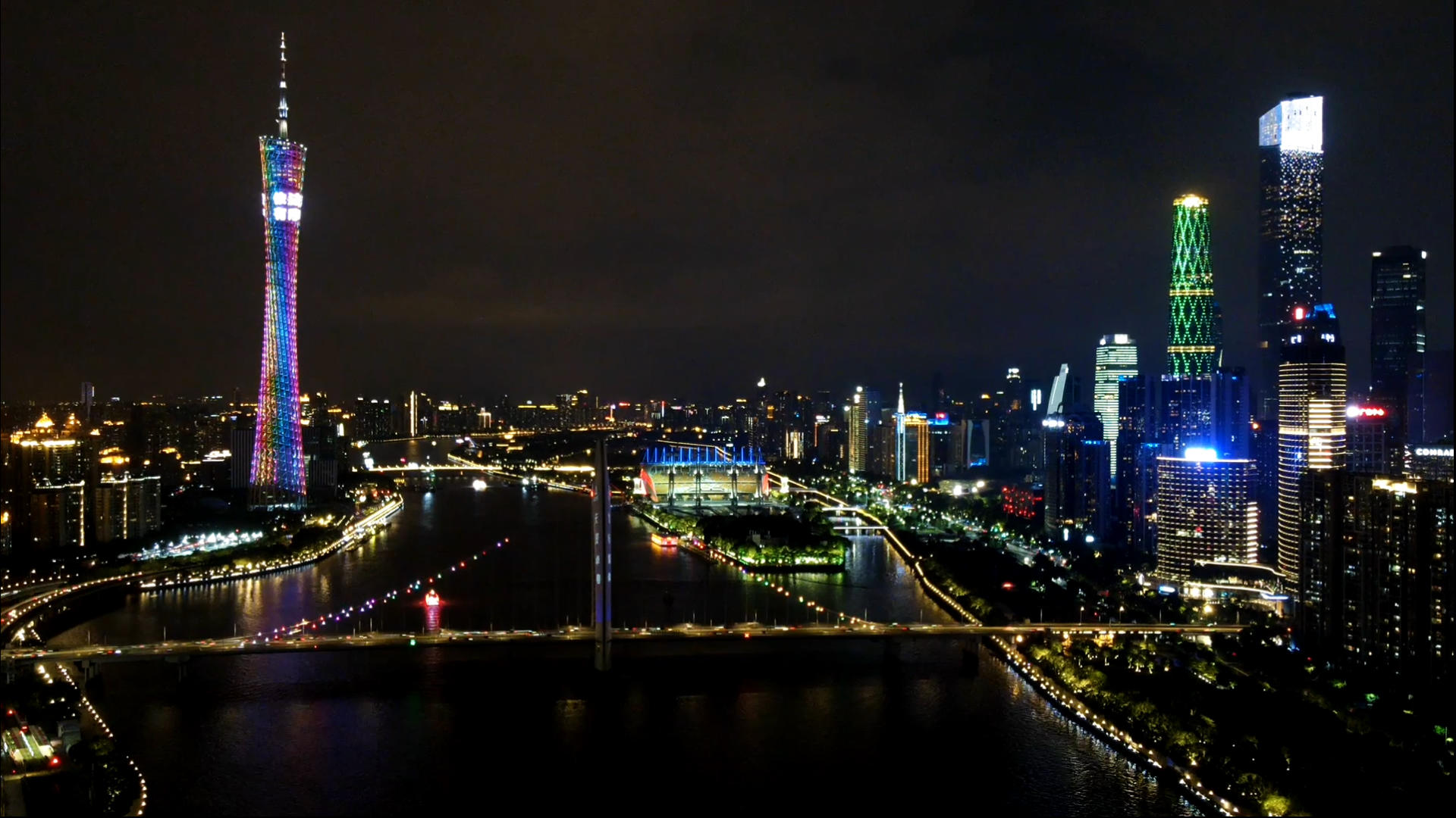 延时摄影广州珠江夜景视频的预览图