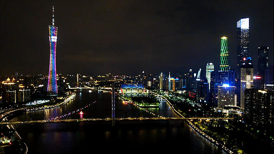 延时摄影广州珠江夜景视频的预览图
