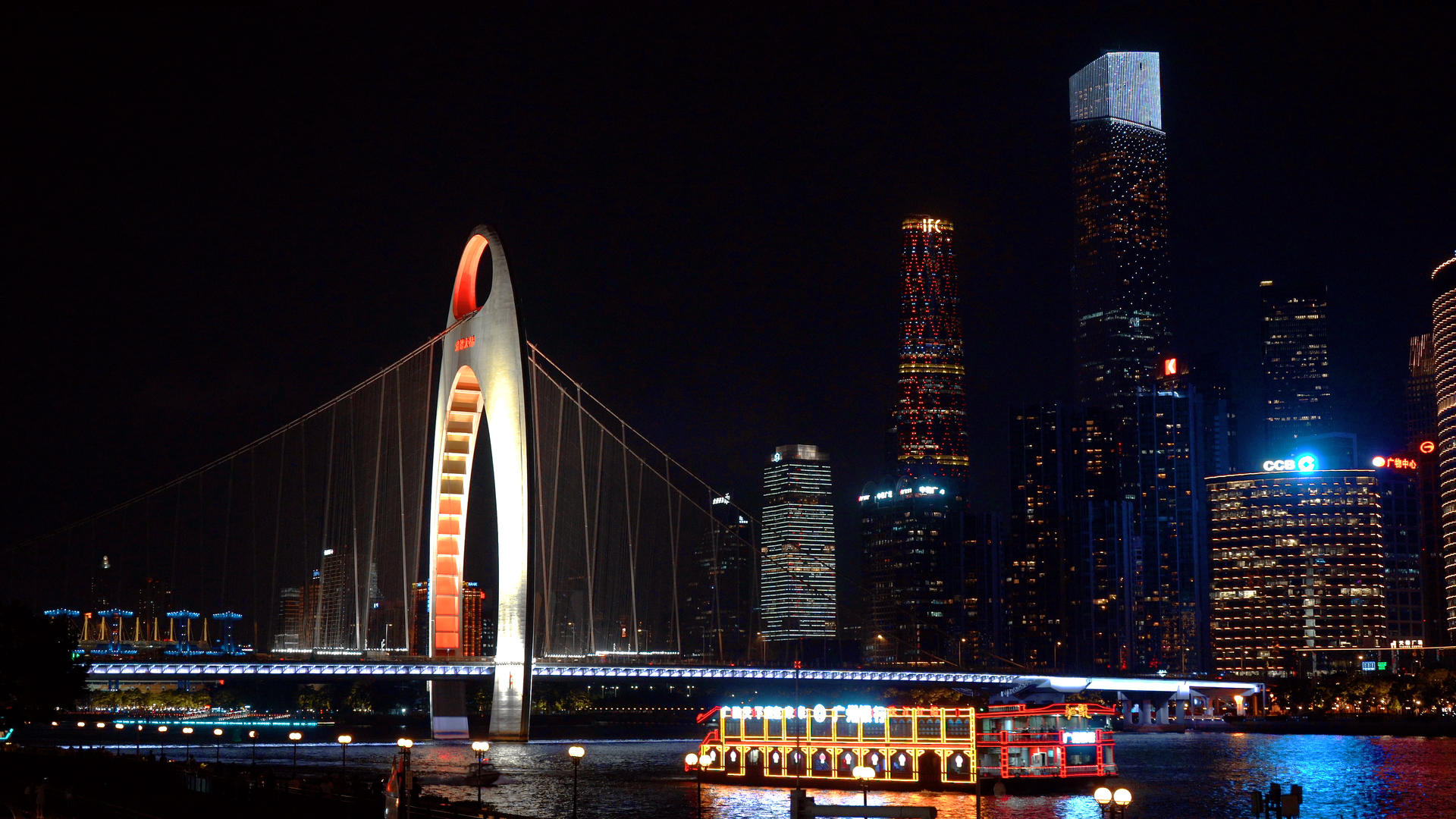 4K实拍广州猎德大桥城市夜景视频的预览图