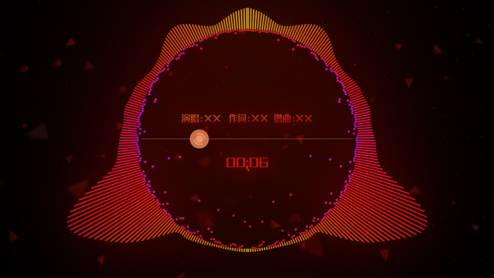 红色炫酷音频频谱动画模板视频的预览图