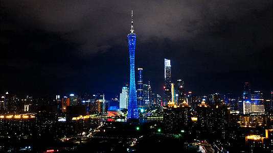 延时摄影广州小蛮腰广州塔夜景广州城市地标视频的预览图