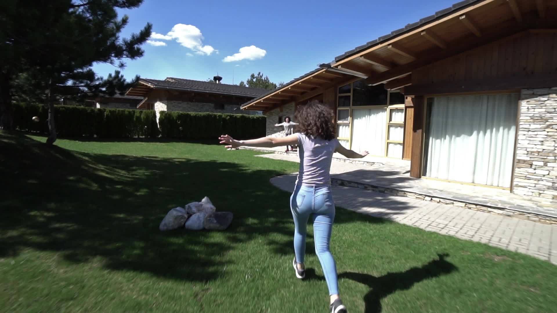 家庭团聚女孩跑向迷人的母亲视频的预览图