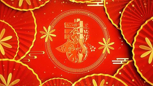 4K红色喜庆春字春节背景视频视频的预览图