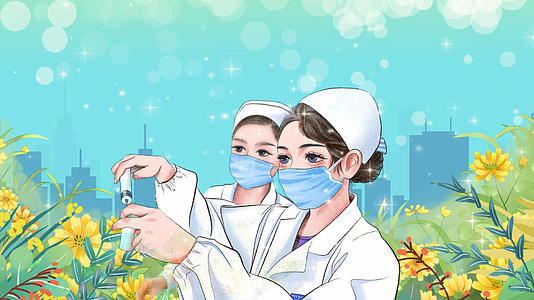 国际护士节4K512清新手绘风格唯美动态背景视频视频的预览图