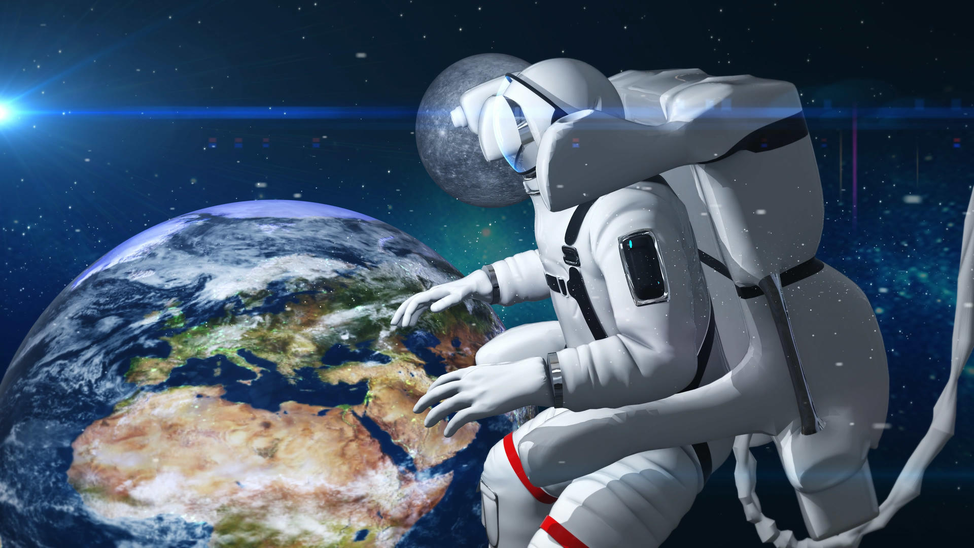 4K三维太空宇航员背景素材视频的预览图