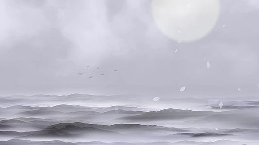 水墨山水月亮背景视频的预览图