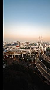 8k竖拍上海南浦大桥地标交通黄昏车流延时摄影视频的预览图