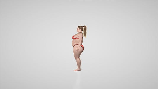 胖女人减肥相机旋转白色工作室视频的预览图