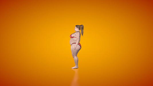 肥胖女性减肥照相机旋转乳脂垫视频的预览图