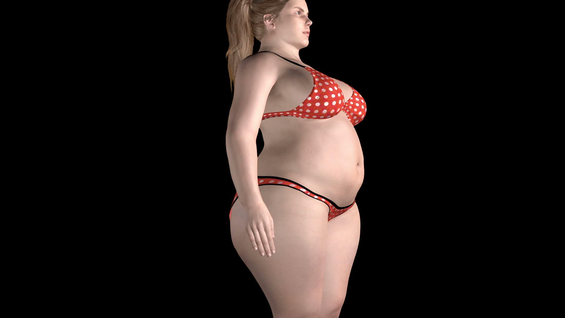 减肥的胖女人反对黑色视频的预览图