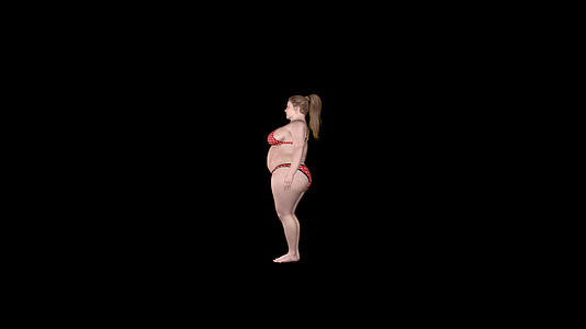 胖女人减肥照相机旋转阿尔法频道视频的预览图