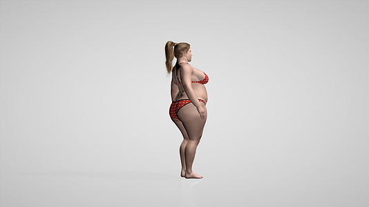 胖女人装扮相机旋转无缝环白色工作室视频的预览图