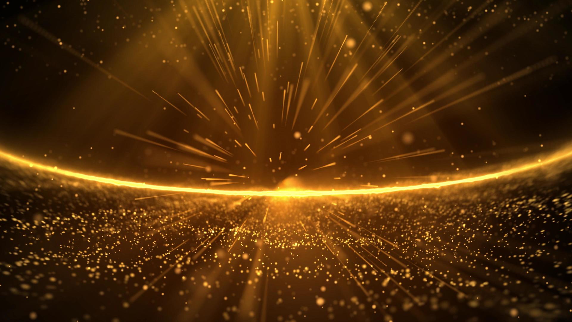 4K动态光效金色粒子冲屏放射背景视频视频的预览图