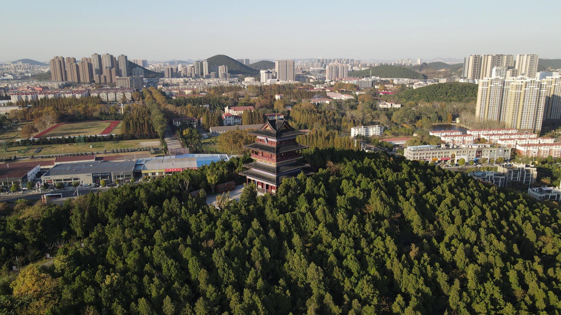 航拍江苏徐州汉文化园4A景区观音阁视频的预览图